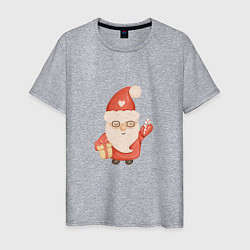 Мужская футболка Дед Мороз с подарком на Новый год