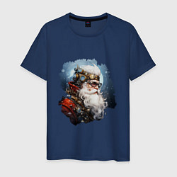 Футболка хлопковая мужская Санта Клаус стимпанк, цвет: тёмно-синий