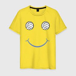 Футболка хлопковая мужская Волейбольный позитив, цвет: желтый