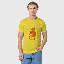 Футболка хлопковая мужская Оранжевый дракон, цвет: желтый — фото 2
