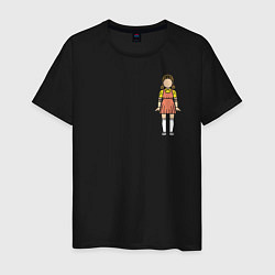 Футболка хлопковая мужская Кукла из Игры кальмара, цвет: черный