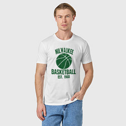 Футболка хлопковая мужская Milwaukee basketball 1968, цвет: белый — фото 2