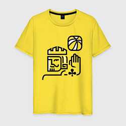 Футболка хлопковая мужская Баскетбольный король, цвет: желтый