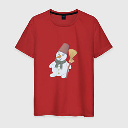 Мужская футболка Снеговик с метлой