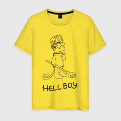 Футболка хлопковая мужская Bart hellboy Lill Peep, цвет: желтый