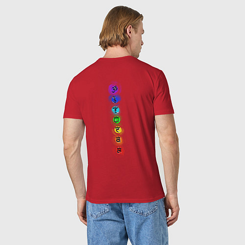 Мужская футболка Символ йоги - символы чакры / Красный – фото 4
