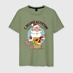 Мужская футболка Дед Мороз с балалайкой