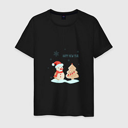 Мужская футболка Снеговик с имбирной ёлкой