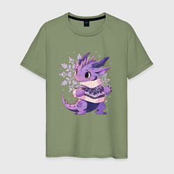 Мужская футболка Фиолетовый дракон в свитере
