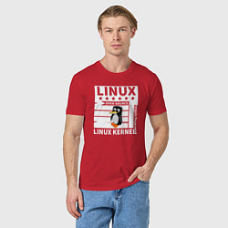 Футболка хлопковая мужская Пингвин программист системы линукс, цвет: красный — фото 2
