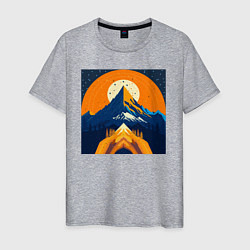 Мужская футболка Горы пейзаж в стиле футуризма