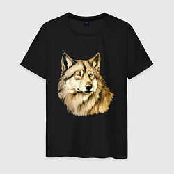 Мужская футболка Волк сепия