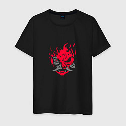 Футболка хлопковая мужская Логотип Samurai Cyberpunk 2077, цвет: черный