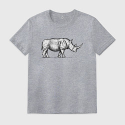 Футболка хлопковая мужская Носорог в профиль, цвет: меланж