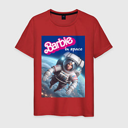 Футболка хлопковая мужская Barbie in space - ai art, цвет: красный