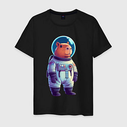 Мужская футболка Капибара бравый космонавт