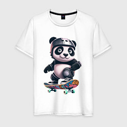 Футболка хлопковая мужская Cool panda on a skateboard - extreme, цвет: белый