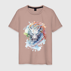 Мужская футболка Дракон нарисованный акварелью