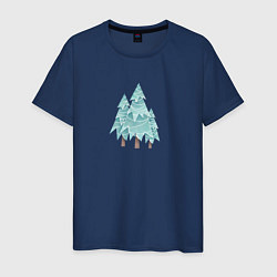 Мужская футболка Новогодние елки и лес