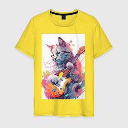 Мужская футболка Chilling guitar cat
