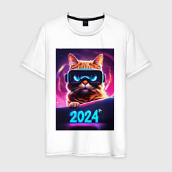 Мужская футболка Новогодний кот 2024