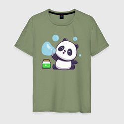 Мужская футболка Панда и мыльные пузыри