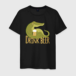 Мужская футболка Крокодил пьёт пиво