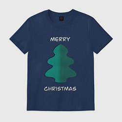 Футболка хлопковая мужская Merry Christmas - Papercut ёлка, цвет: тёмно-синий