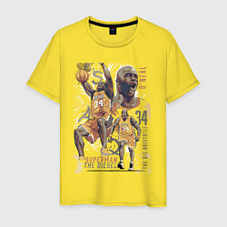 Футболка хлопковая мужская Шакил ОНил - американский баскетболист, цвет: желтый