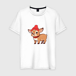 Мужская футболка Маленький олень в красной шапке