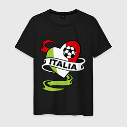 Футболка хлопковая мужская Italia Football, цвет: черный