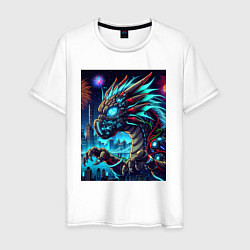 Мужская футболка Cyber dragon - ai art neon