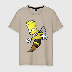 Футболка хлопковая мужская Барт Симпсон шершень - перевоплощение, цвет: миндальный