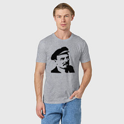Футболка хлопковая мужская Ленин в кепке, цвет: меланж — фото 2