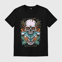 Мужская футболка Череп волны пальмы