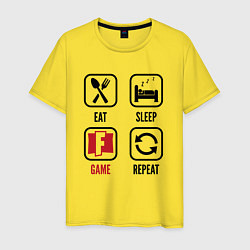 Футболка хлопковая мужская Eat - sleep - Fortnite - repeat, цвет: желтый