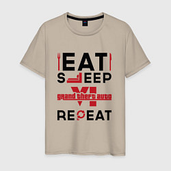 Мужская футболка Надпись: eat sleep GTA6 repeat