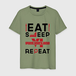 Мужская футболка Надпись: eat sleep GTA6 repeat