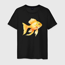 Мужская футболка Желтая золотая рыбка - акварель