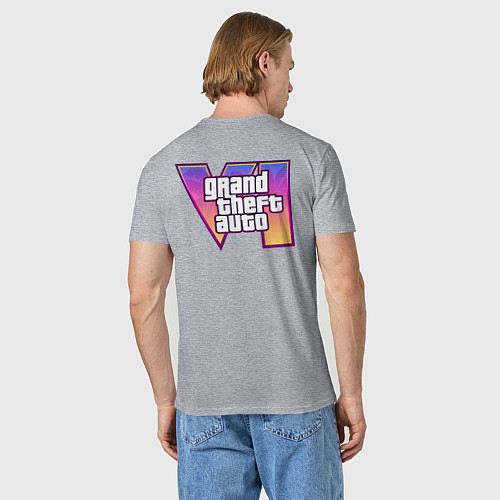 Мужская футболка Gta 6 лого на спине / Меланж – фото 4