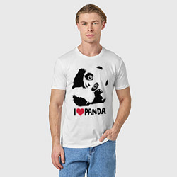 Футболка хлопковая мужская I love panda, цвет: белый — фото 2