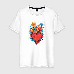 Мужская футболка Сердце среди цветов