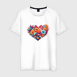 Мужская футболка Цветы в форме сердца