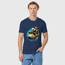 Футболка хлопковая мужская Панда-подводник, цвет: тёмно-синий — фото 2