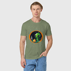Футболка хлопковая мужская Зелёненький человечек, цвет: авокадо — фото 2