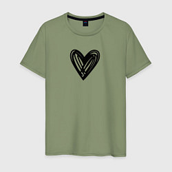 Мужская футболка Рисованное чёрное сердце парное