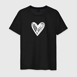 Мужская футболка Рисованное белое сердце парное