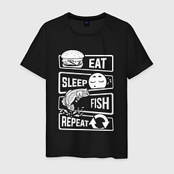 Мужская футболка Еда сон рыбалка