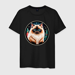 Мужская футболка Гималайский кот ждет Новый Год