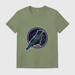 Футболка хлопковая мужская Ворон черный, цвет: авокадо